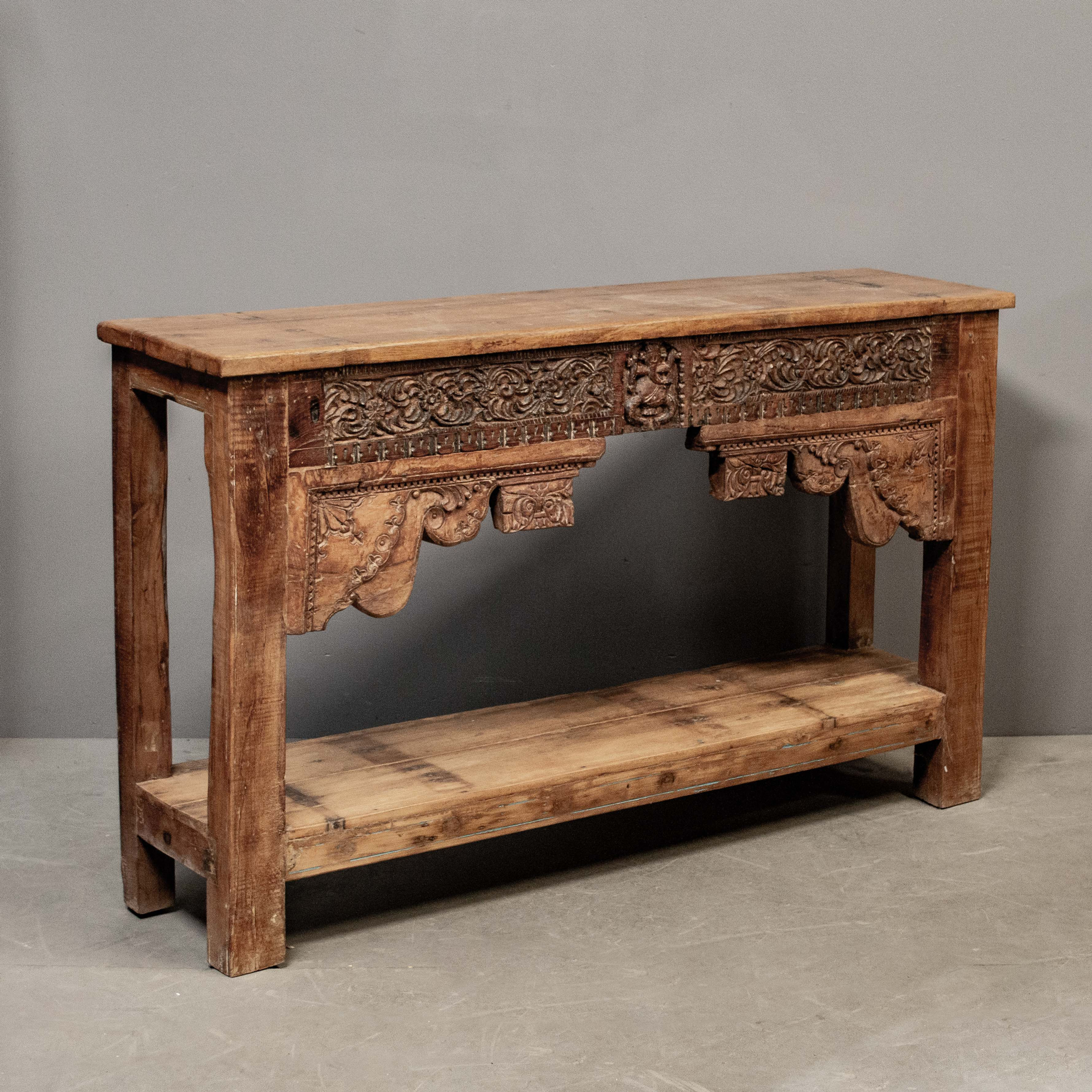 Carved Teak Console from Old Architectural Remnants