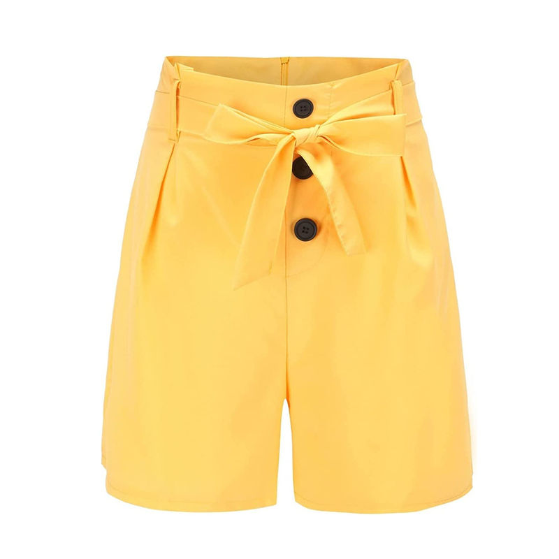 Thumbnail: Y2K Solid Button Front Shorts Tie Waist Beach Summer High Waist Shorts Women's C