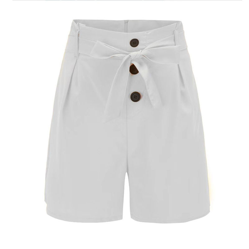 Thumbnail: Y2K Solid Button Front Shorts Tie Waist Beach Summer High Waist Shorts Women's C