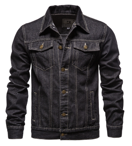 Thumbnail: Men's Casual Blue Denim Jacket with Lapel Design
