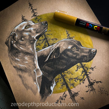 dog lab labredor retreiver black yellow white pet portrain purebreed breed Design Art Pain