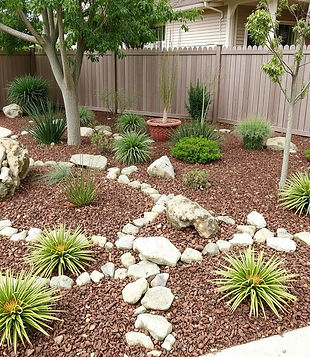 Xeriscaped Yard with just mulch and rock.jpg