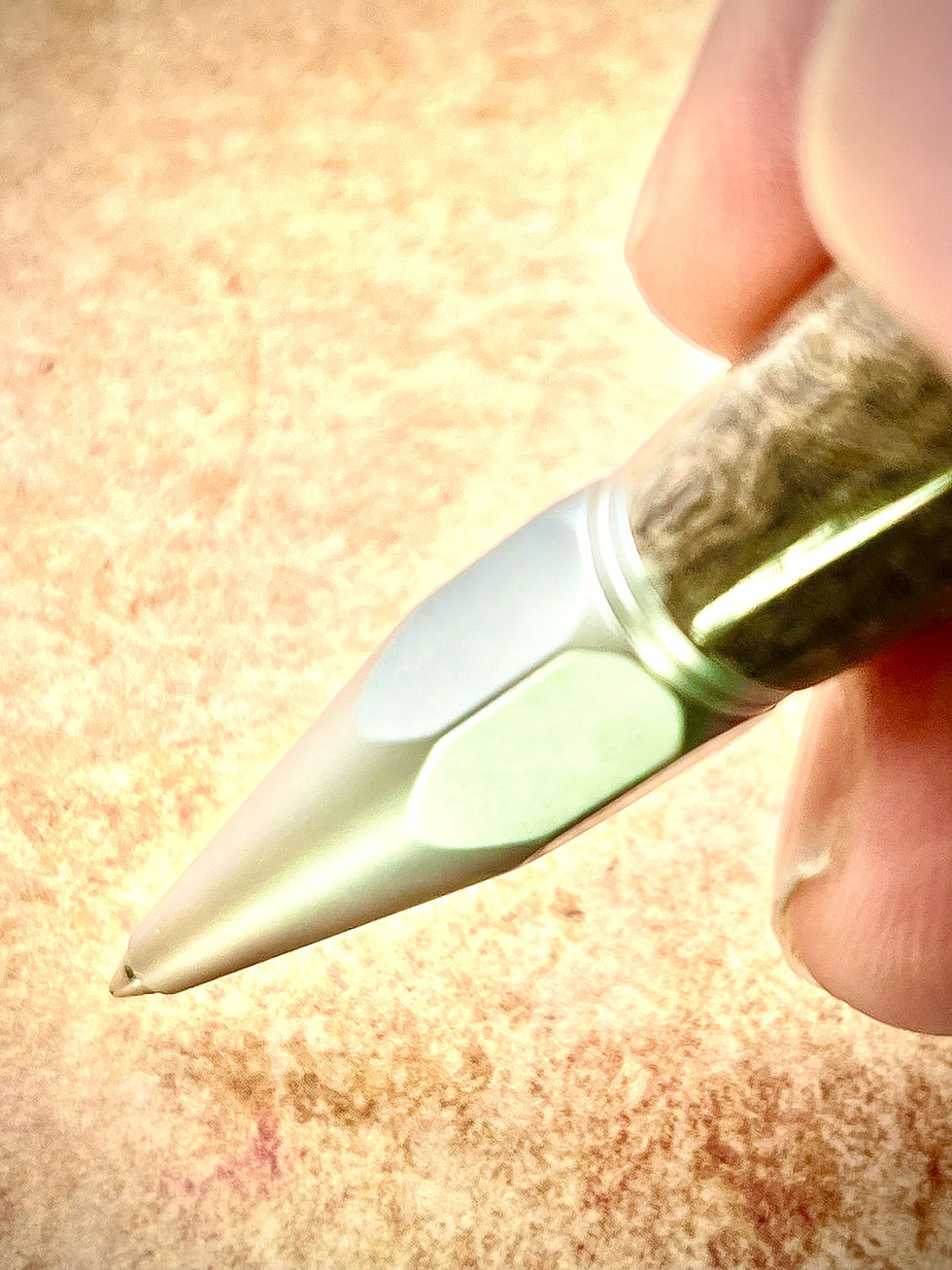 Thumbnail: Handmade Vertex Click Ballpoint Pen Satin chrome finish with brown maple burl wood
