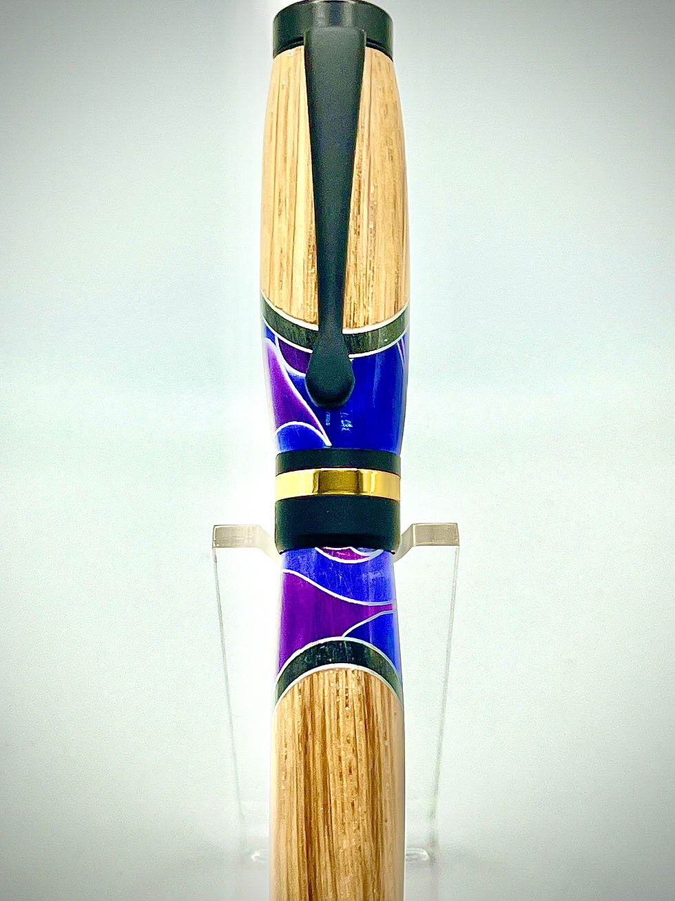 Handmade Wine Barrel Wood Rollerball Purple Swirl