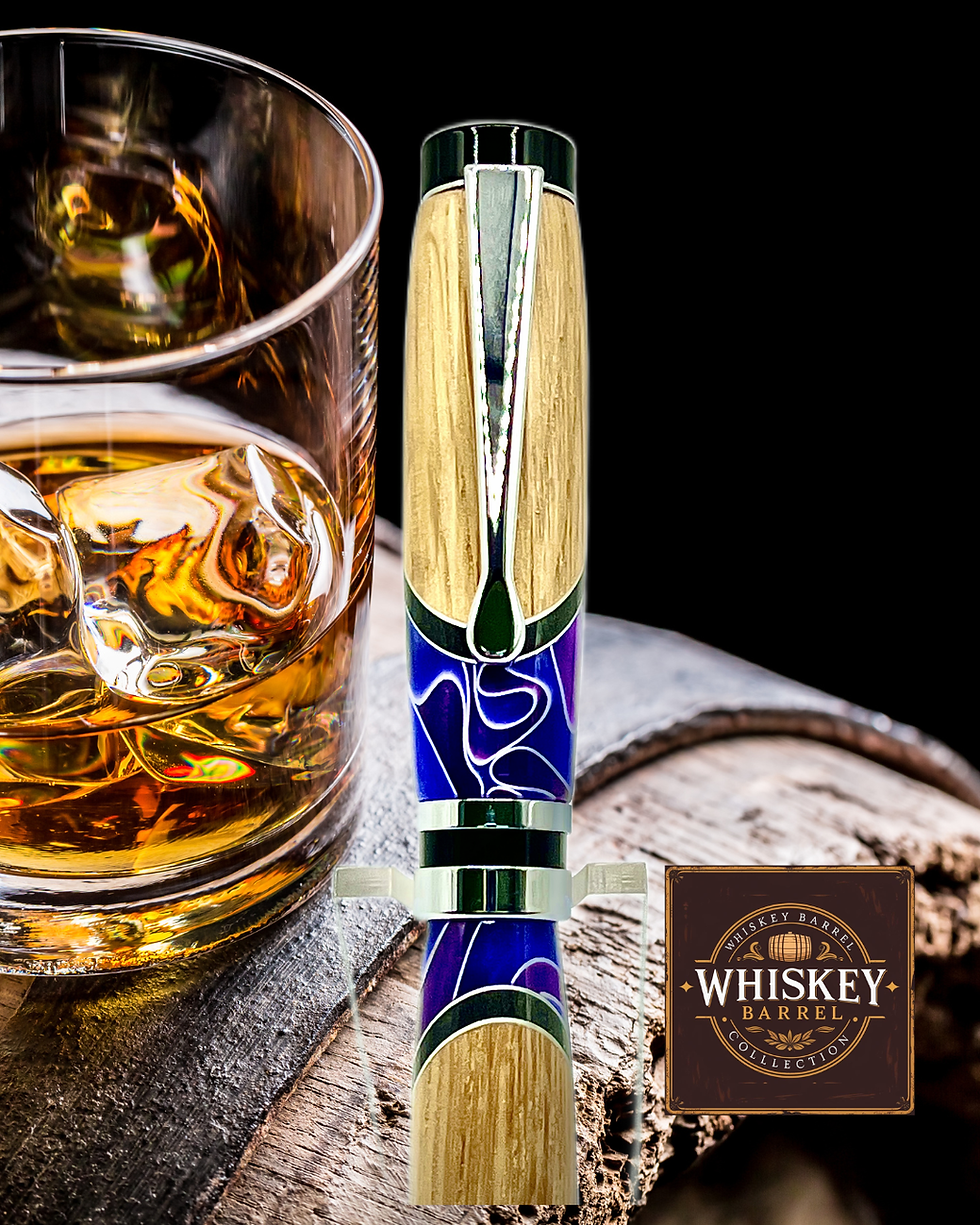 Handmade Whiskey Barrel Wood Pen Purple Resin