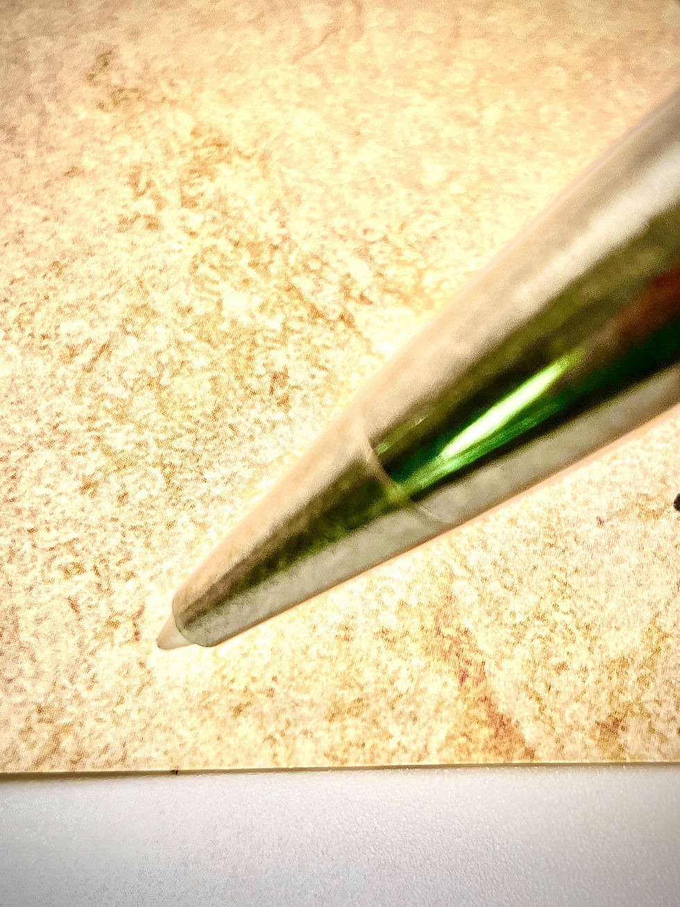 Thumbnail: Handmade Monarch Style Ballpoint Pen in Antique Silver with Wine Barrel Wood
