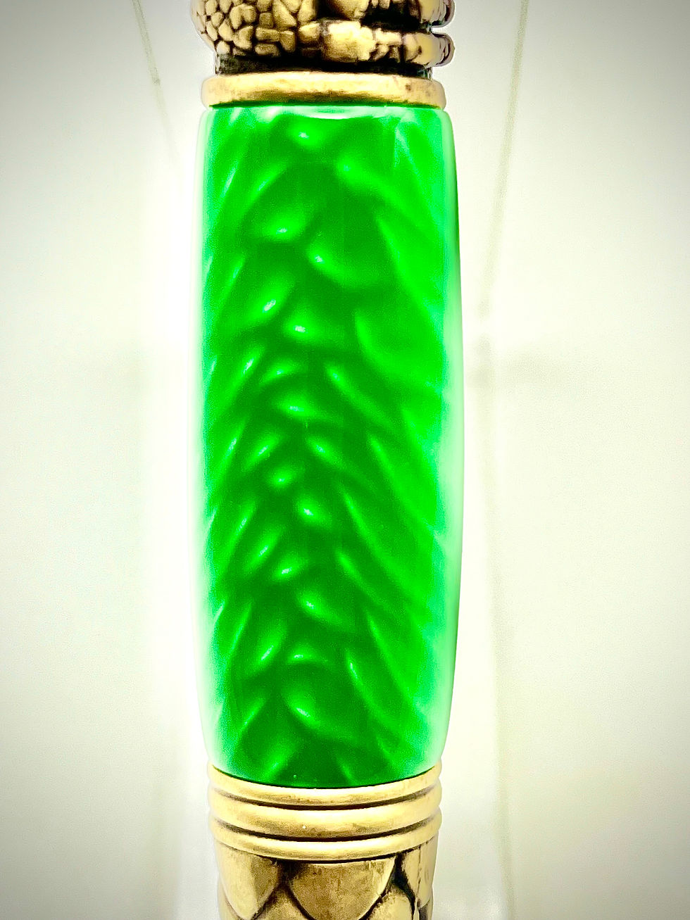 Thumbnail: Handmade Dragon Ballpoint Pen with Green Dragon Scale Resin