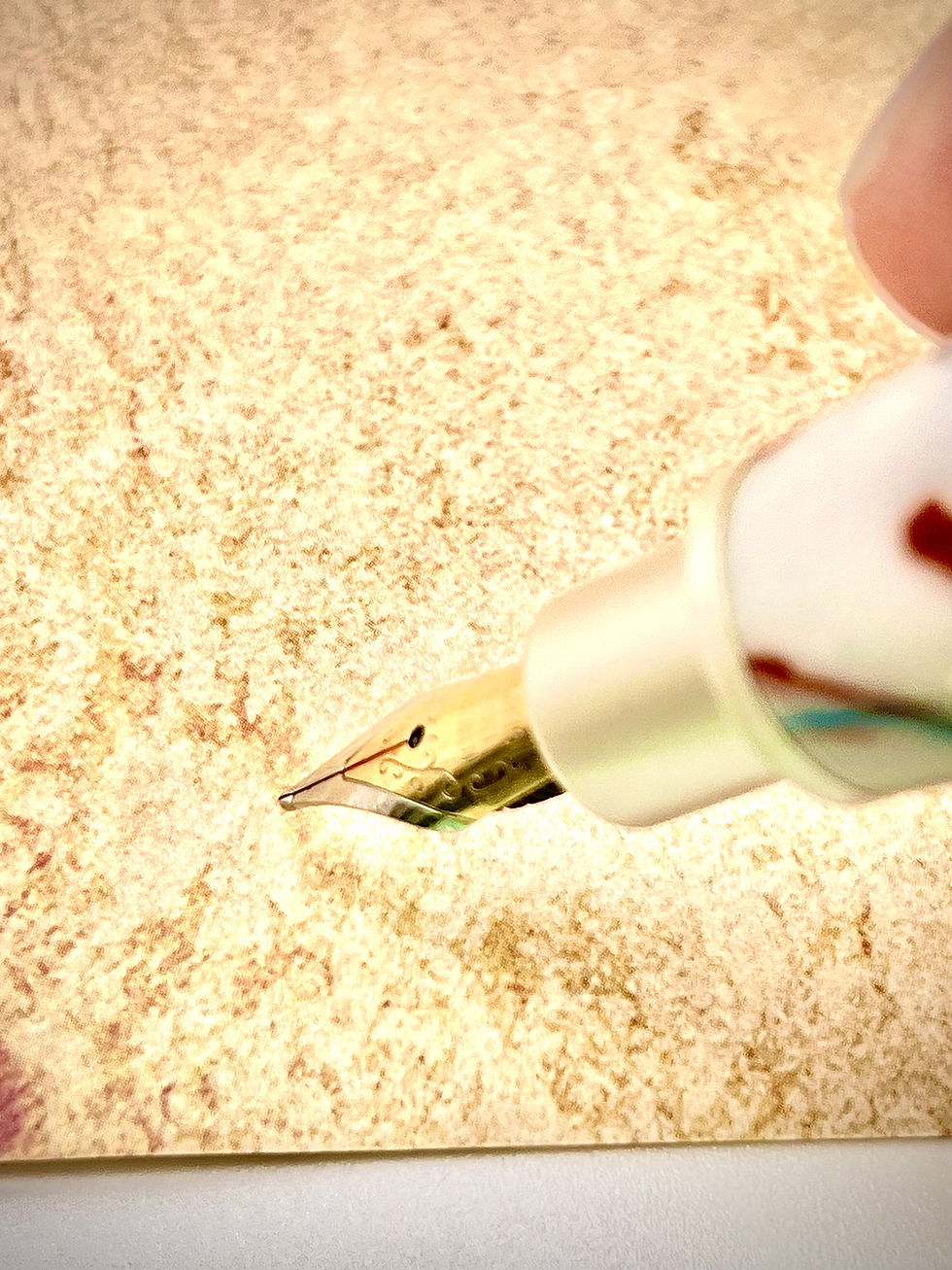 Thumbnail: Handmade Zen Fountain Pen Satin Chrome Finish trimmed with White and Gold Acrylic