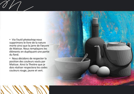 Nature morte, théière, oeufs:  étude photo réaliste