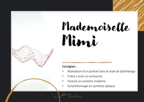 Mademoiselle Mimi: illustration stylisée, portrait, accessoires, Amboise Mosaïque