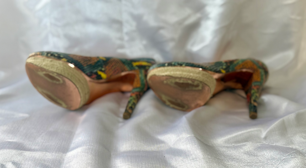 Thumbnail: BCBG multi color snake skin platform pump 8.5 US