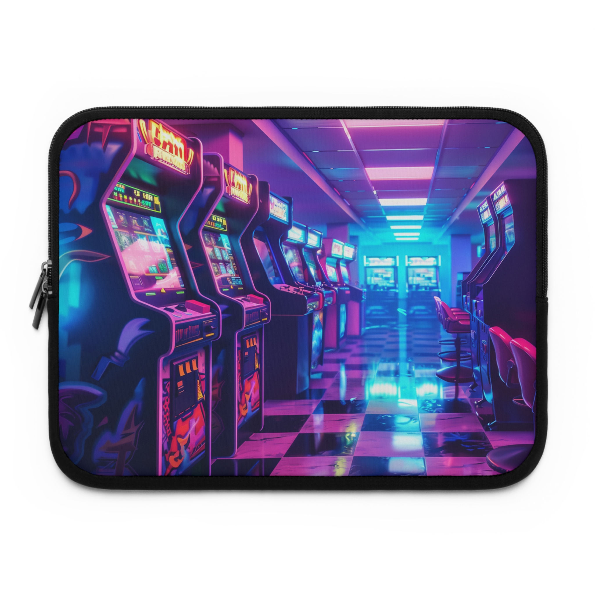 Retro Arcade Neon Laptop Sleeve – 80s Vaporwave Gaming Design