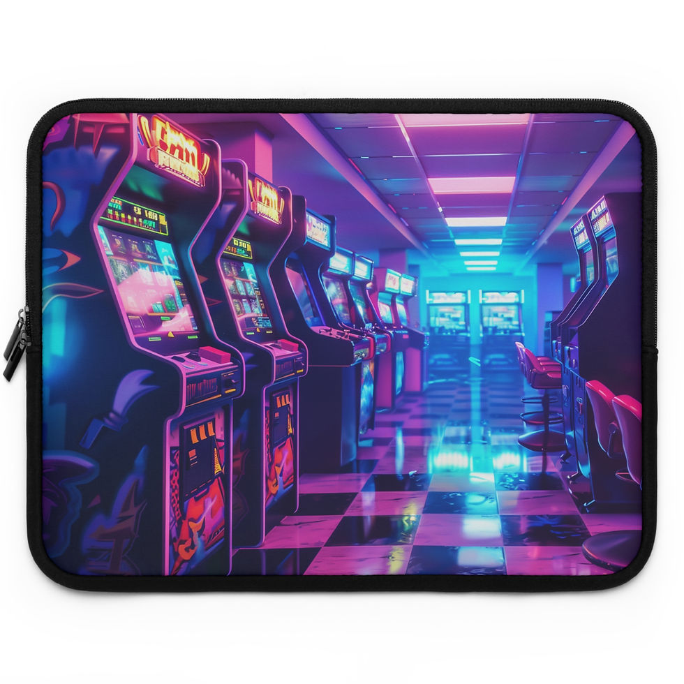 Thumbnail: Retro Arcade Neon Laptop Sleeve – 80s Vaporwave Gaming Design