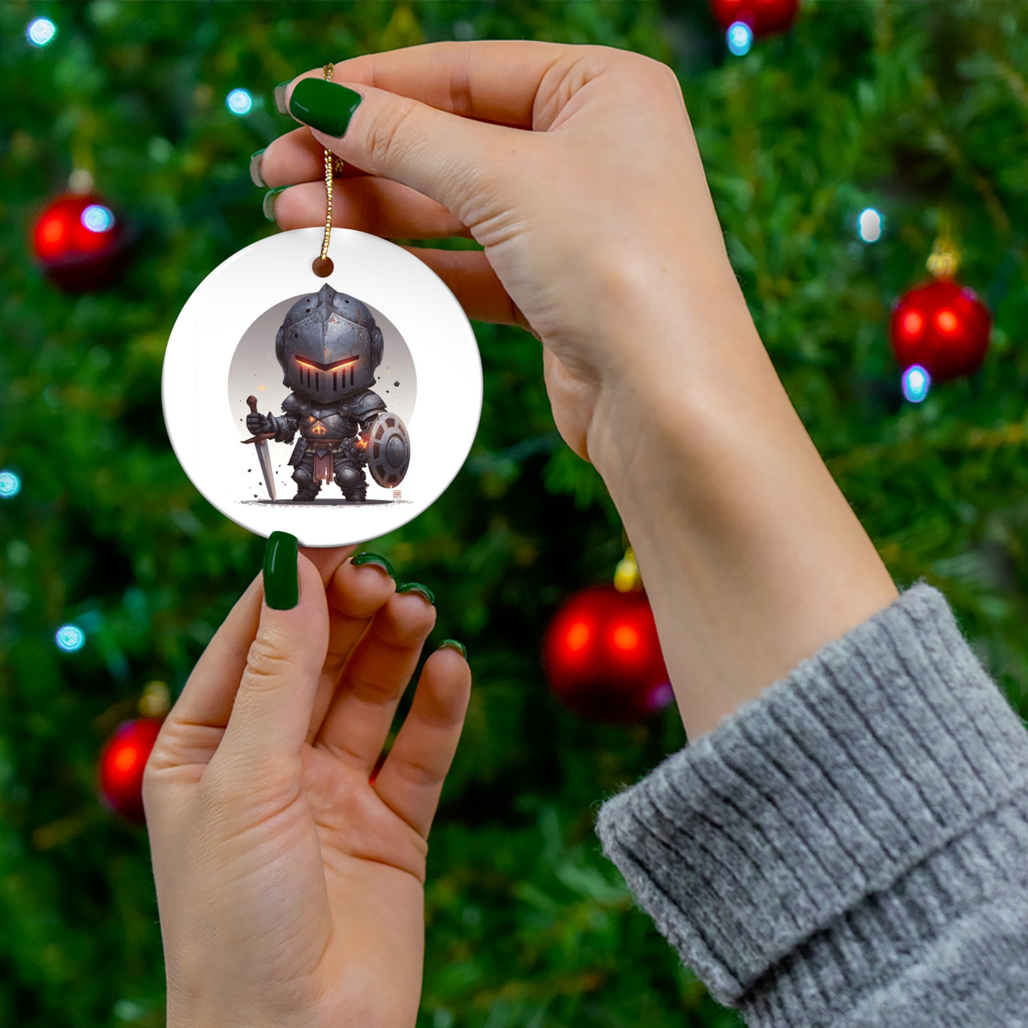 Knight Ceramic Ornament — Cute Chibi Dark Knight Holiday Ornament