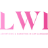LWI logo in pink gradient on a dark plum background with the tagline ‘Advertising & Marketing in Any Language