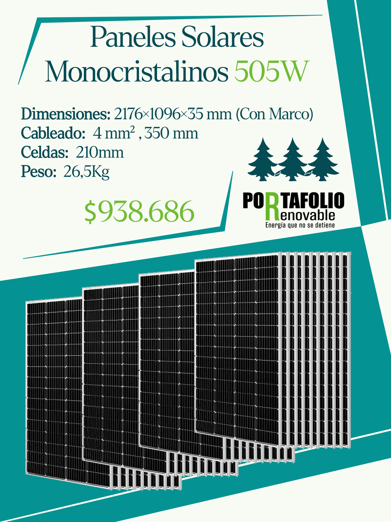 🌐☀️PANEL SOLAR 505W Monocristalino.
