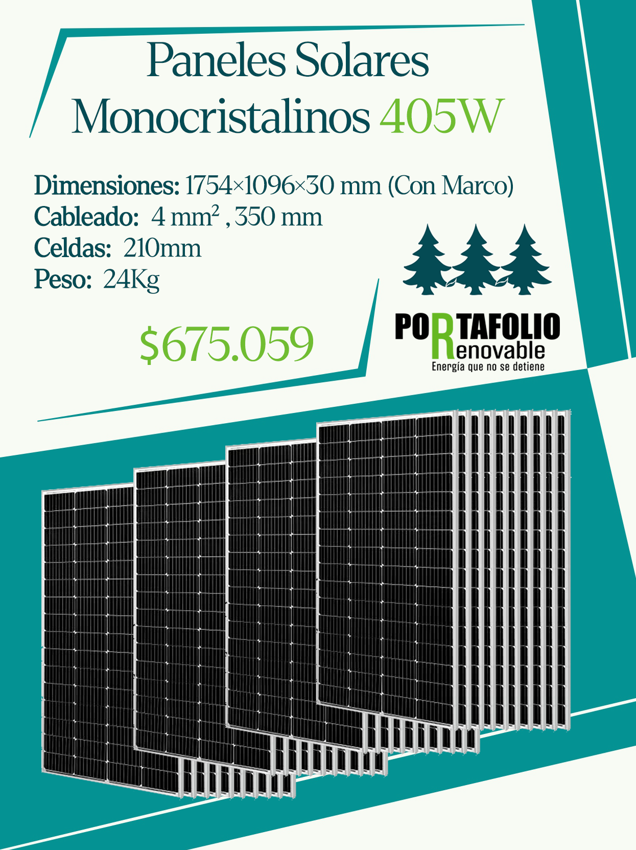 🌐☀️PANEL SOLAR 405W Monocristalino.
