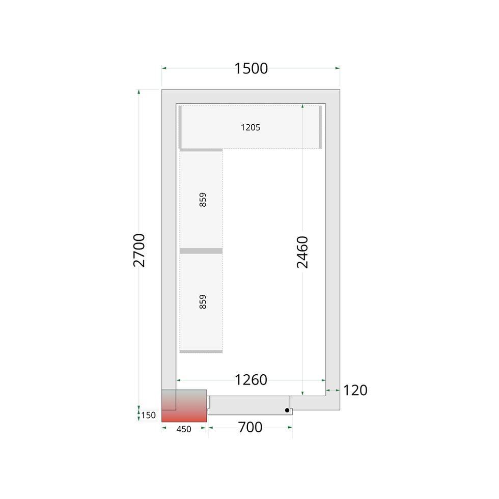 Miniatură: Camera de Congelare Completa CRNF1527, R290, -10 -20C, 150x270x220cm