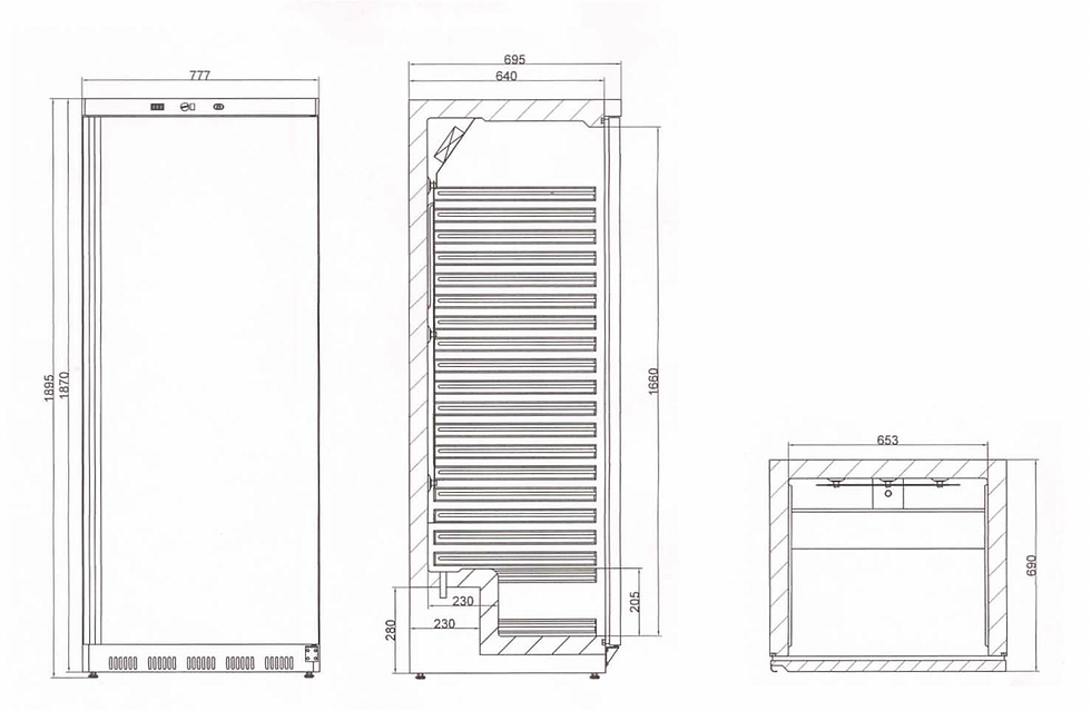 Thumbnail: UR600SG Stainless Steel Display Cooler, +2 +10C, 78x70x190cm, Internal unit