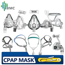 BMC Nasal and Full Face CPAP Mask Auto CPAP BiPAP Accessories With Headgear Grey Headband 
