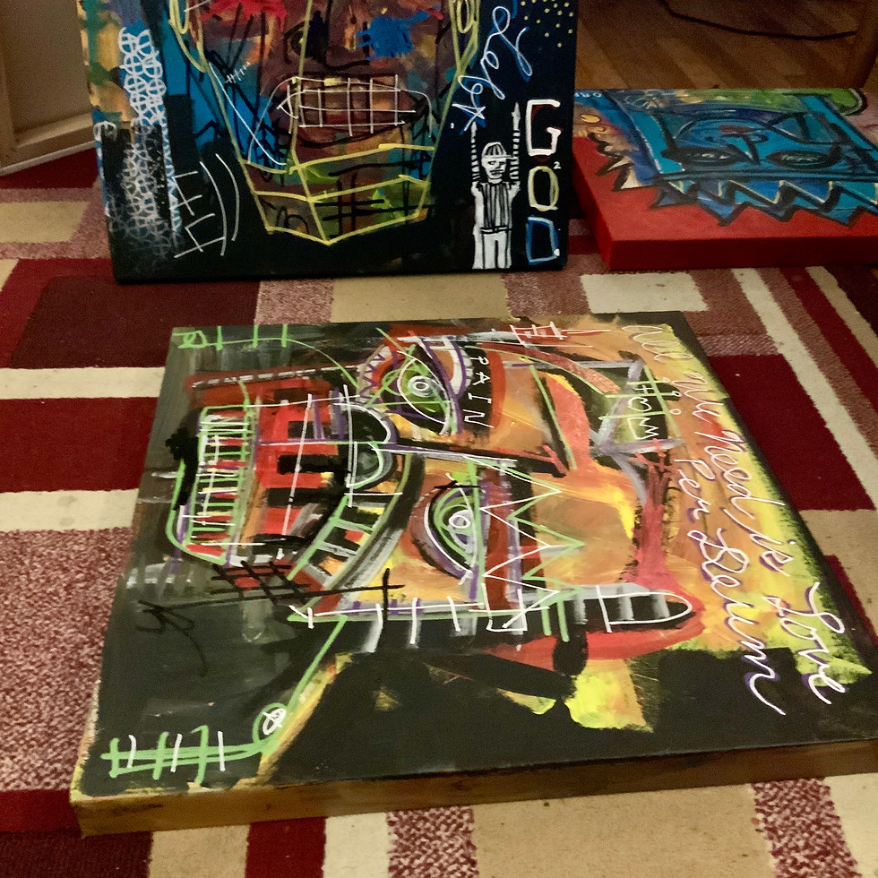 Thumbnail: American Football.  5 Piece Set.  Each Canvas 20"x 20"