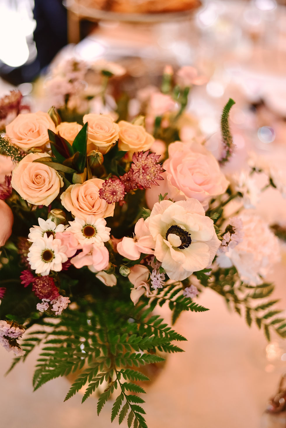 Pastel pink and peach floral arrangement