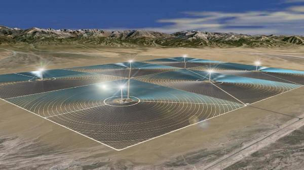 Projeção da maior usina Heliotérmica na província de Qinghai, na China.