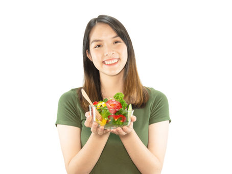 Woman with Healthy meal to balance her metabolism and blood sugar levels