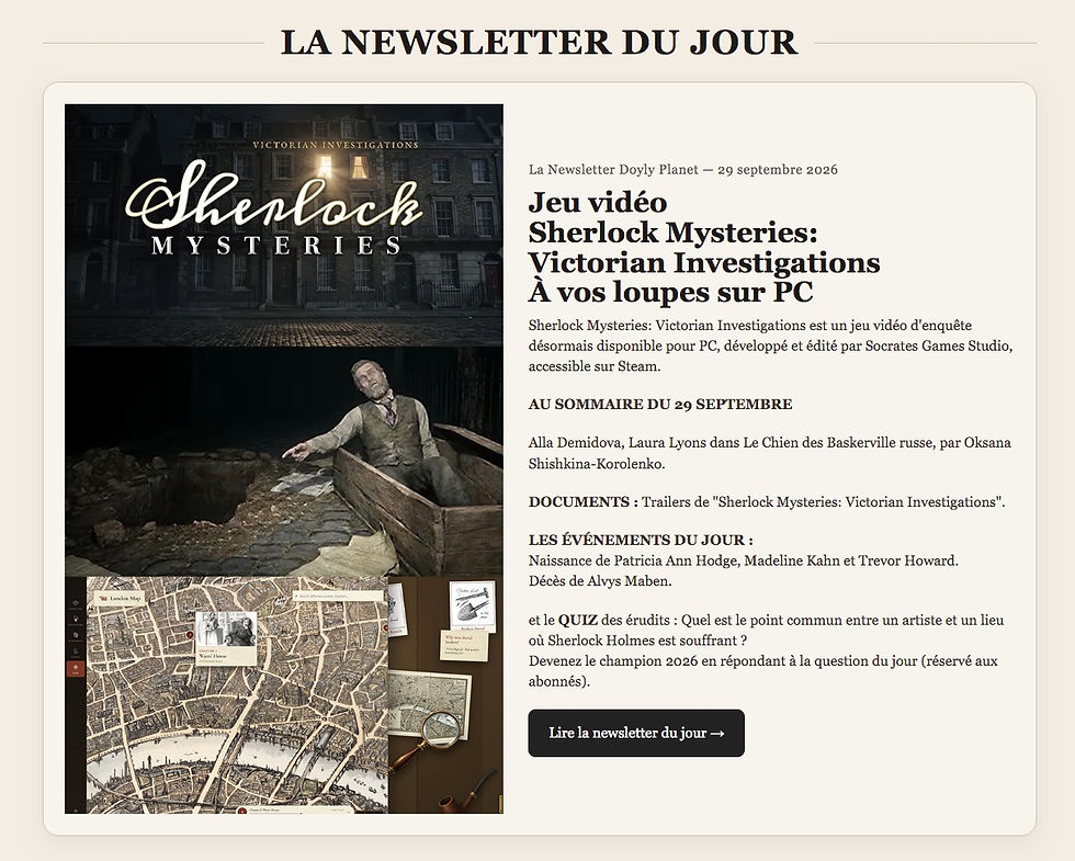 The Doyly Planet du 29/09 : Jeu vidéo - Sherlock Mysteries