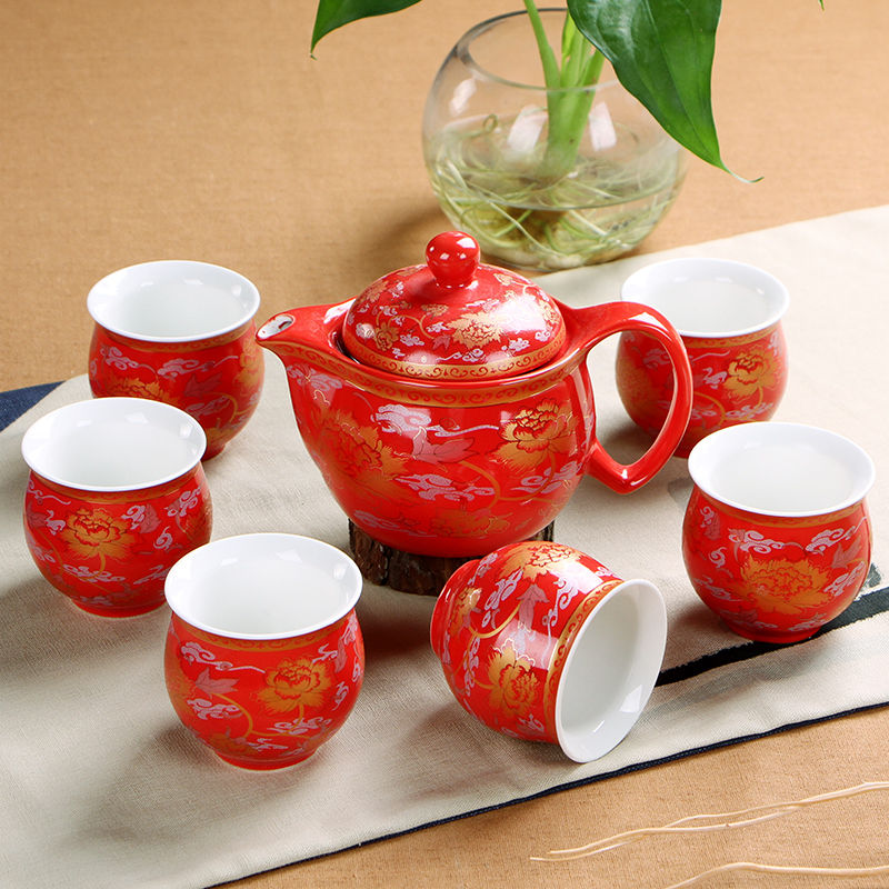 Miniatura: Double-Layer Ceramic Tea Set with Blue and White Design