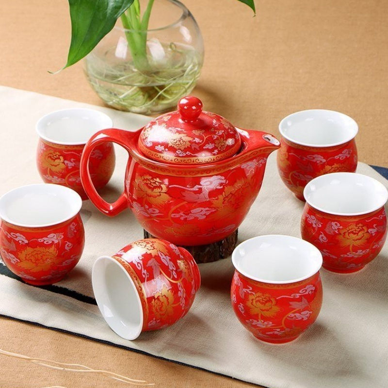 Miniatura: Double-Layer Ceramic Tea Set with Blue and White Design