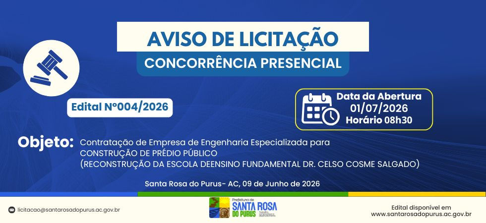 CONSTRUÇÃO DE PRÉDIO PÚBLICO
(RECONSTRUÇÃO DA ESCOLA DE ENSINO FUNDAMENTAL DR. CELSO COSME SALGADO)