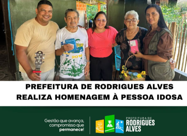 Prefeitura de Rodrigues Alves realiza visita especial a idosos em alusão ao Dia Internacional da Pessoa Idosa