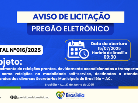 PE N°016/2025 - Aviso de Licitação