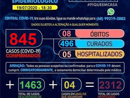 Boletim Covid-19 atualizado, 19 de julho de 2020