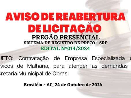 PP SRP 014/2024 -Aviso de Reabertura