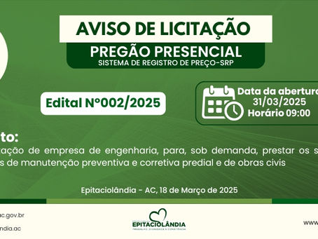 Aviso de Licitação - PP SRP 002/2025