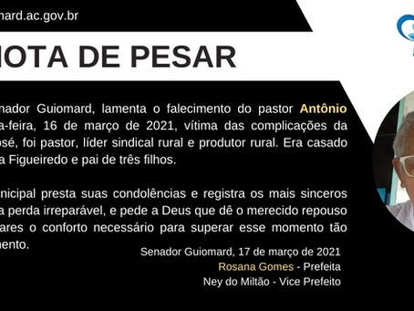 Nota de pesar: falecimento do pastor Antônio José