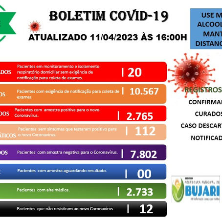 Boletim de Covid-19 Atualizado em 11 de abril de 2023