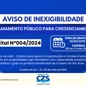 Inexigibilidade N°004/2024 - Aviso de Inexigibilidade e Retificação de edital