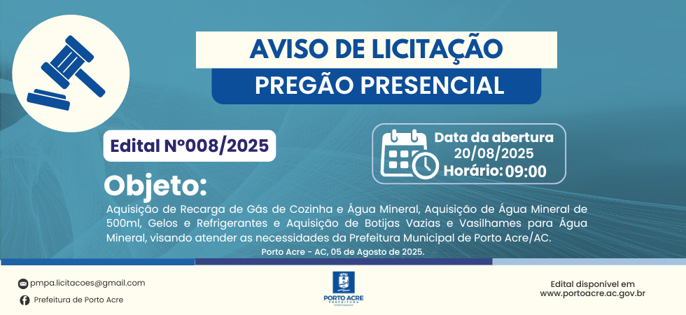 PP SRP N°008/2025 - Aviso de Licitação