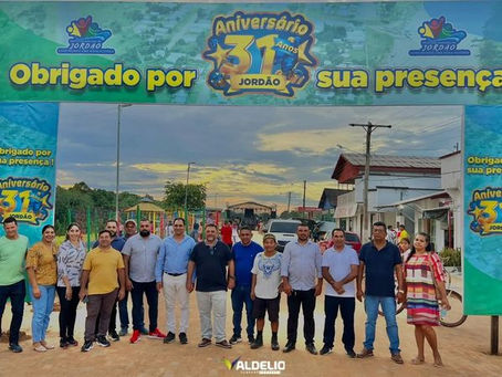 Tributo aos 31 anos de Emancipação Política de Jordão com agradecimentos ao prefeito e à população.