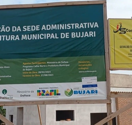 Construção da Sede Administrativa da Prefeitura Municipal de Bujari avança com rapidez