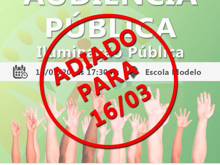 Prefeitura ADIA a audiência pública que seria realizada hoje, para a próxima segunda-feira, 16/03