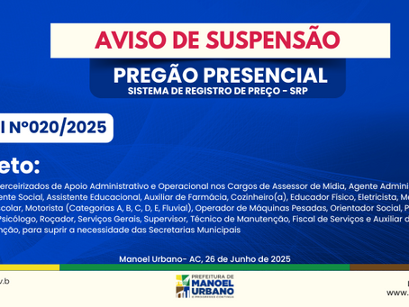 PP SRP N°020/2025 - Aviso de Suspensão de licitação