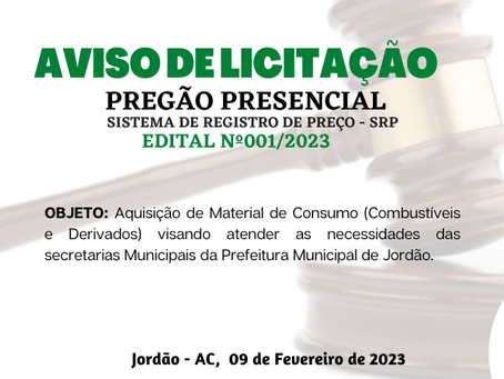 Licitação: PP SRP N°001/2023- Aviso de Licitação