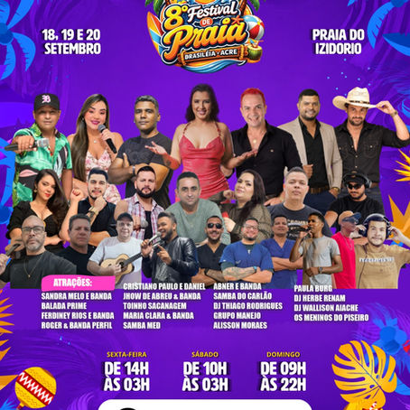 8º Festival de Praia de Brasiléia promete movimentar a fronteira com 18 atrações musicais