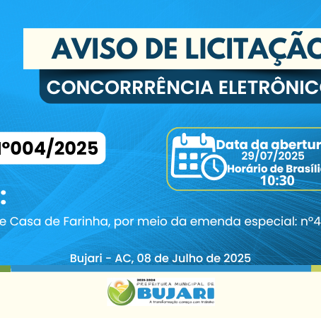 Concorrência Eletrônica 004/2025 - Aviso de Licitação