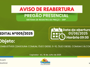 PP N°005/2025 - Aviso de Reabertura de Licitação