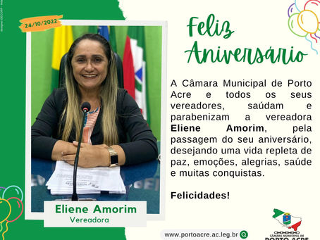Câmara Municipal de Porto Acre parabeniza a vereadora Eliene Amorim